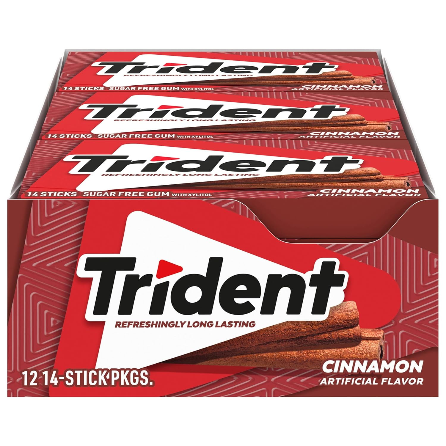 Trident Cinnamon Sugar Free Gum, 12 Packs of 14 Regular Size Pieces (168 Total Pieces)