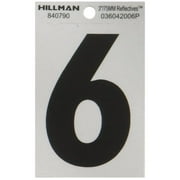 Hillman Group 840790 3 in. Black & Silver Reflective Mylar Square Cut Self Adhesive Number - 6