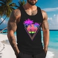 thumbnail image 4 of Gifts for Men! LINGLANG Mens Hawaiian Beach Tank Top Palm Tree Print Sleeveless Summer Casual Shirt, 4 of 4
