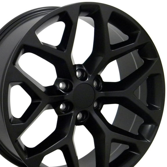 OE Wheels CV98 22 Inch Rims Fit Silverado 1500 Snowflake Style 6x139.7 22x9 Satin Black - Hollander 5668 (Set of 4)