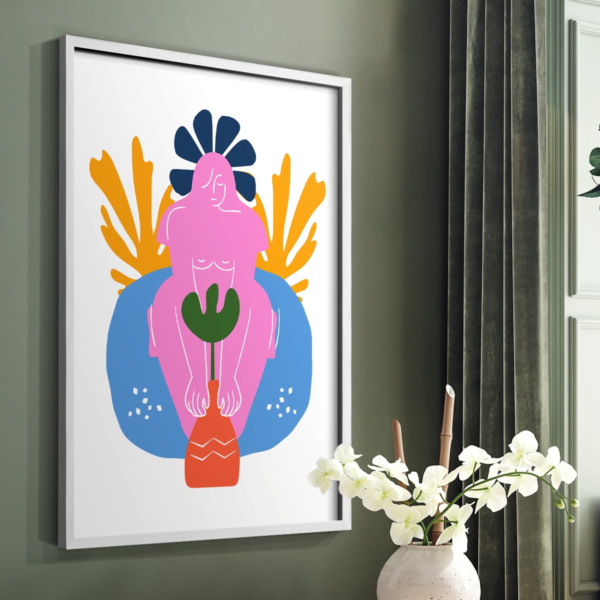Matisse CDLV in White Solid Wood Framed Print No Nail Hanging