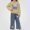 Yellow, variant on DJDLJWCJ 2 Piece Girls Casual Outfit Sets Bow Print Long Sleeve Crewneck Sweatshirt with Elastic Waist Wide Leg Pants Set Pink Size 12M