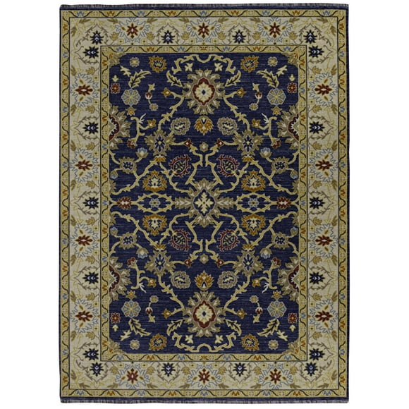 Linon Logan Marmara Polyester 8' X 10' Area Rug in Navy and Ivory