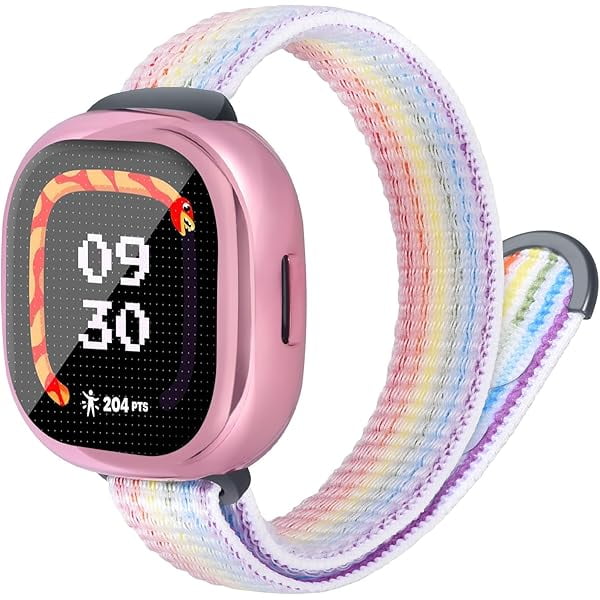 wonima11 Nylon Band & Case Compatible with Fitbit Ace LTE, Breathable Braided Wristband Soft Sport Loop Replacement Strap for Google Ace LTE