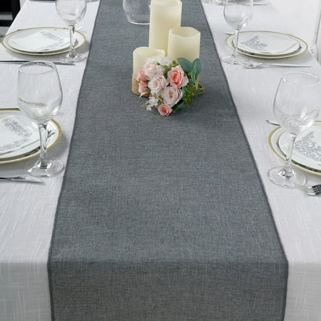 

Efavormart 14 x108 Charcoal Gray Boho Chic Rustic Table Runner Linen Jute Burlap Decor