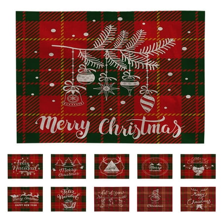 

Christmas Placemats - Classic Xmas Placemat - 12x17 Inch Winter Holiday Table Mats for Christmas Party Outdoor Home Kitchen Dining Decor