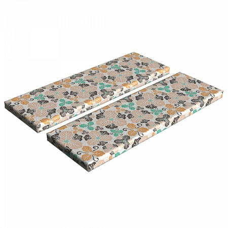 

Floral Bench Cushion Set of 2 Spring Garden Themed Illustration with Blossoming Bedding Plants Abstract Petals Standard Size Foam Pad and Decorative Cover Multicolor by Ambesonne