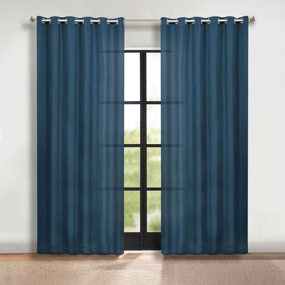 Superior Blackout Solid Light Filtering Grommet Curtain Panel Set, 70"X 96", Marine Blue