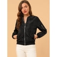 thumbnail image 3 of Abrigo rompevientos Allegra K Chaqueta de bombardero Negro M para mujer, 3 of 6