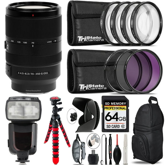 Sony E 70-350 F/4.5-6.3 G OSS Lens  7 Piece Filter  & More - 64GB Kit (International Version)