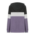 thumbnail image 5 of HomeDM Womens Hoodies Sweatshirts Fall Color Block Striped Workout Sweatshirts Long Sleeve Textured Pullover Tops with Pockets - Purple/2XL, 5 of 5