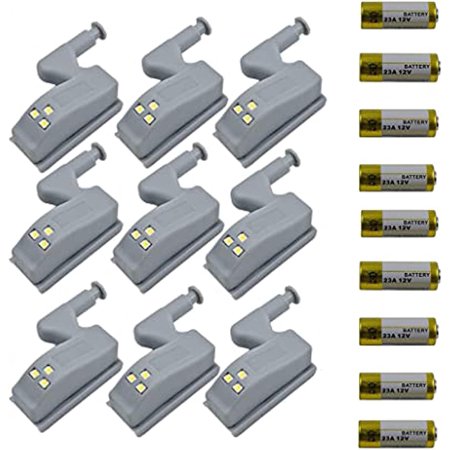 

9 Pcs Universal Cabinet Cupboard Hinge LED Light Sensor Light for Modern Kitchen Home Lamp-Warm White with Battery9 Pcs-