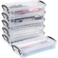 thumbnail image 1 of 6 Pack Stackable Translucent Pencil Box - Office Supplies Storage Organizer Box, 1 of 4