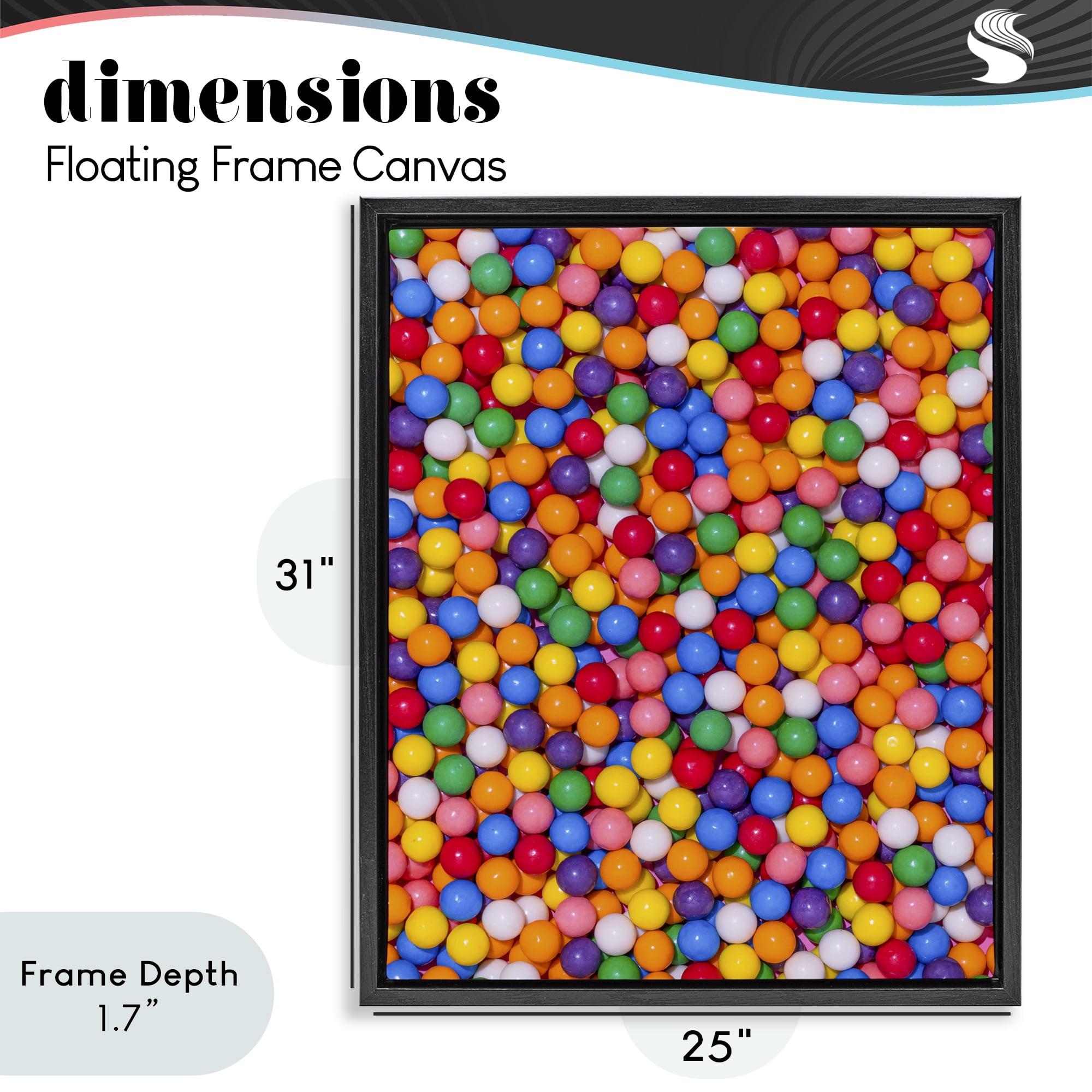 Stupell Industries Colorful Gumballs Close Up Black Framed Floater Canvas Wall Art, design by LISH Creative