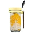 thumbnail image 3 of JeashCHAT Overnight Oats Containers with Lid and Spoon , 600ML Large Capacity Airtight Glass Oatmeal Container with Measurement Marks, Reusable Yogurt Salad Cereal Meal Prep Jar, Yellow, 3 of 4