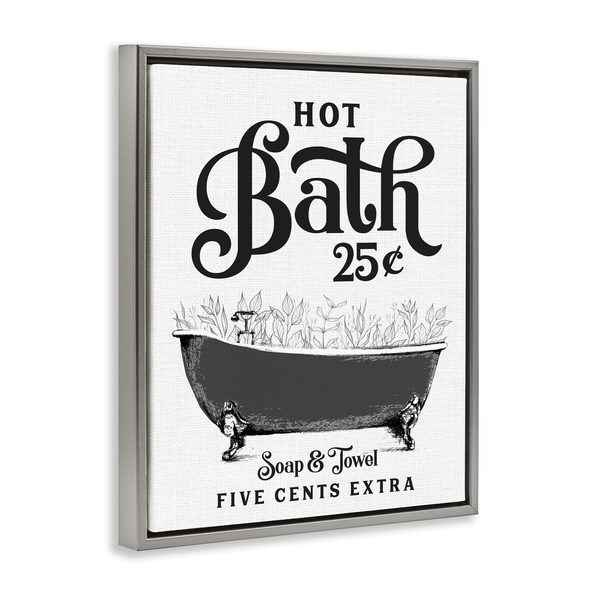 Hot Bath with Bubbles Gray Framed Floater Canvas Wall Art, design by Lettered and Lined