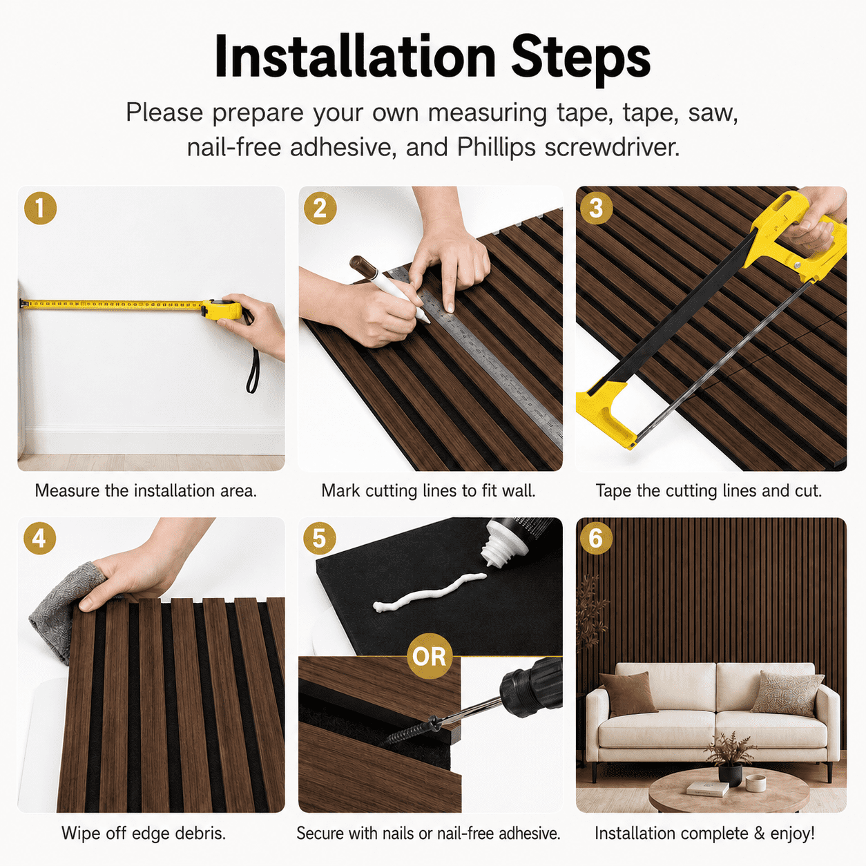 2-Pack Wood Slat Acoustic Wall Panels, 24" x 94.3" MDF Slat Wall Paneling for Modern Interior Wall Decor, Sound Absorbing Accent Panels, 31.4 Sq. Ft,Walnut