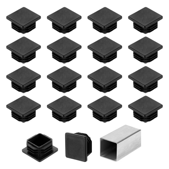 Uxcell 1 1/4" (32mm) Square Tubing End Caps, 32 Pcs Plastic Hole Plugs Insert End Cap for Metal Tubing, Black