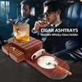 thumbnail image 2 of Cigar Ashtray Coaster Whiskey Glass Tray and Wooden Ash Tray with Cigar Cutter, Include Drawer and Slot to Hold Cigar, Cigar Accessories Set Gift for Men, Dad, Great Decor for Home, Office or Bar, 2 of 7
