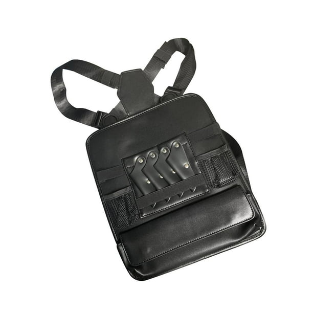 Bolsa de peluquería para el pecho, práctica bolsa para tijeras de peluquería con doble correa de hombro. Negro