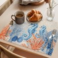 thumbnail image 3 of Blue Red Seahorse Coastal Placemats Set of 12 Farmhouse Beach Coral Nautical Place Mats Indoor Wipeable Table Mats Washable Dining Table Placemats for Kitchen Holiday Party Home Decor 13x19 Inch, 3 of 9