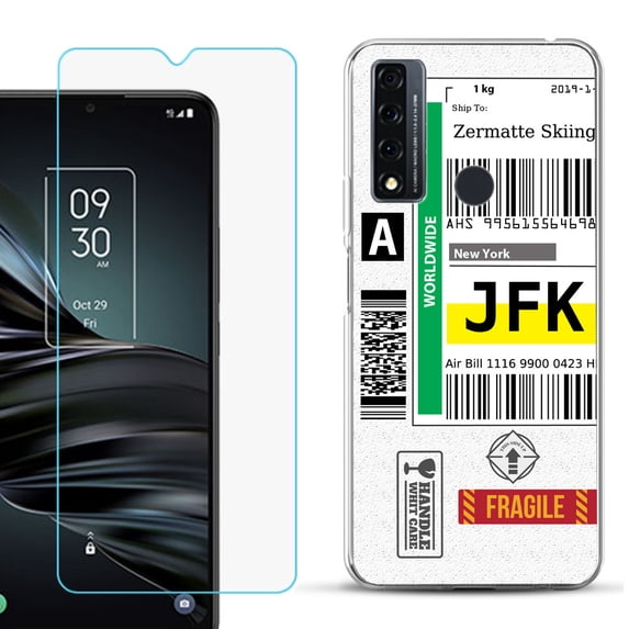 Slim-Fit Fashion Phone Case for TCL 20 XE, with Tempered Glass Screen Protector, by OneToughShield ® - Mail / New York