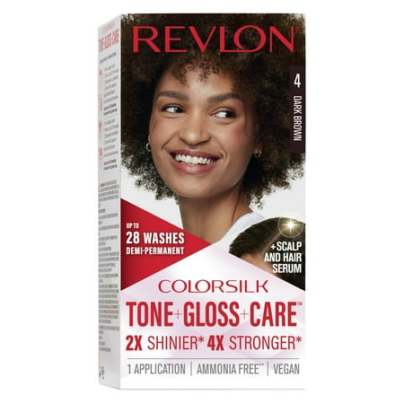 Revlon ColorSilk Tone + Gloss + Care Demi-Permanent Hair Color 4 Dark Brown 4.5 fl oz