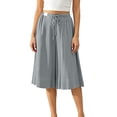 thumbnail image 2 of QSXADF Womens Linen Capris Pants Casual Wide Leg Capris 7/8 Length Regular Linen Blending With Pockets Elastic Waist Solid Color Women's Pants Ladies Lounges Pants, 2 of 7