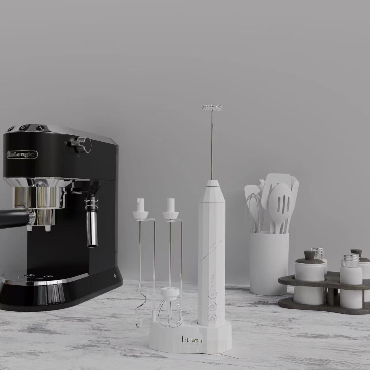 Electric Milk Frother Stainless Steel Coffee Cream Electric Milk Frother Egg Beater Portable Mixer
