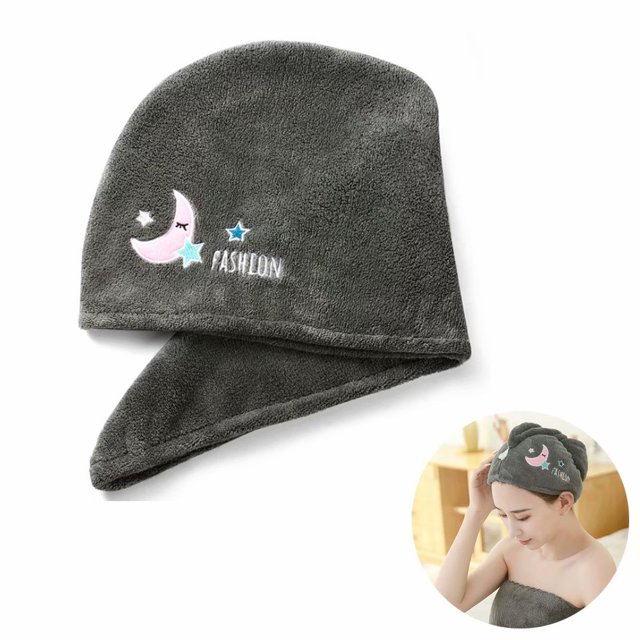 Toalla trenzada de secado rápido para cabello húmedo y seco, gorro absorbente de toalla de secado rápido (gris) oso de fresa Electrónica