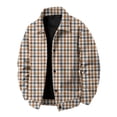 thumbnail image 2 of GrmtClth Retro Mens Plaid Mid Weight Plaid Overshirt Jacket Long Sleeve Snap Closure Loose Fit Mid Season Daily Outerwear Yellow 2XL, 2 of 8