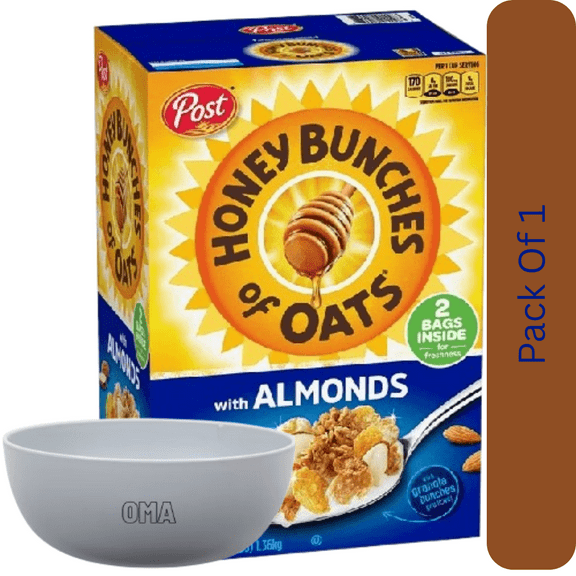 Honey Bunches of Oats with Crispy Almonds Cereal, 48 oz Family Size With White Bowl By OMA
