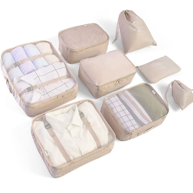 Organizador de viaje, juego de 8 piezas, organizador de maleta impermeable, organizador de cubos de embalaje