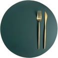 thumbnail image 1 of Chic Faux Leather Placemats, Two Tone Water Resistant Washable Round Table Mats, Durable Non-Slip Stain Resistant Placemats for Kitchen, Patio, Outdoor, Indoor Use (Collection Of, 1 of 7