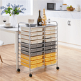 thumbnail image 2 of Yaheetech 20 Drawer Rolling Storage Cart Bin Organizer on Wheels for Home Office,Yellow/Grey/Beige, 2 of 8
