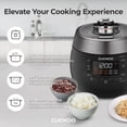 thumbnail image 5 of CUCKOO Twin Pressure Rice Cooker 6-Cup Uncooked / 12-Cup Cooked with Nonstick Inner Pot, Versatile Rice Maker & Warmer with 14 Menu Options, Voice Guide, Auto Clean, Black (CRP-RT0609FB), 5 of 7