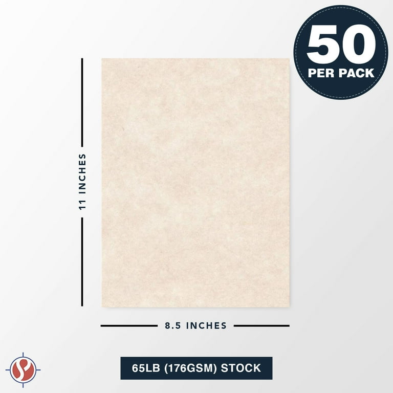 Natural Stationery Parchment Paper – Great for Writing, Certificates, Menus  and Wedding Invitations | 24Lb Bond Paper | 8.5 x 11” | 50 Sheets/Pack