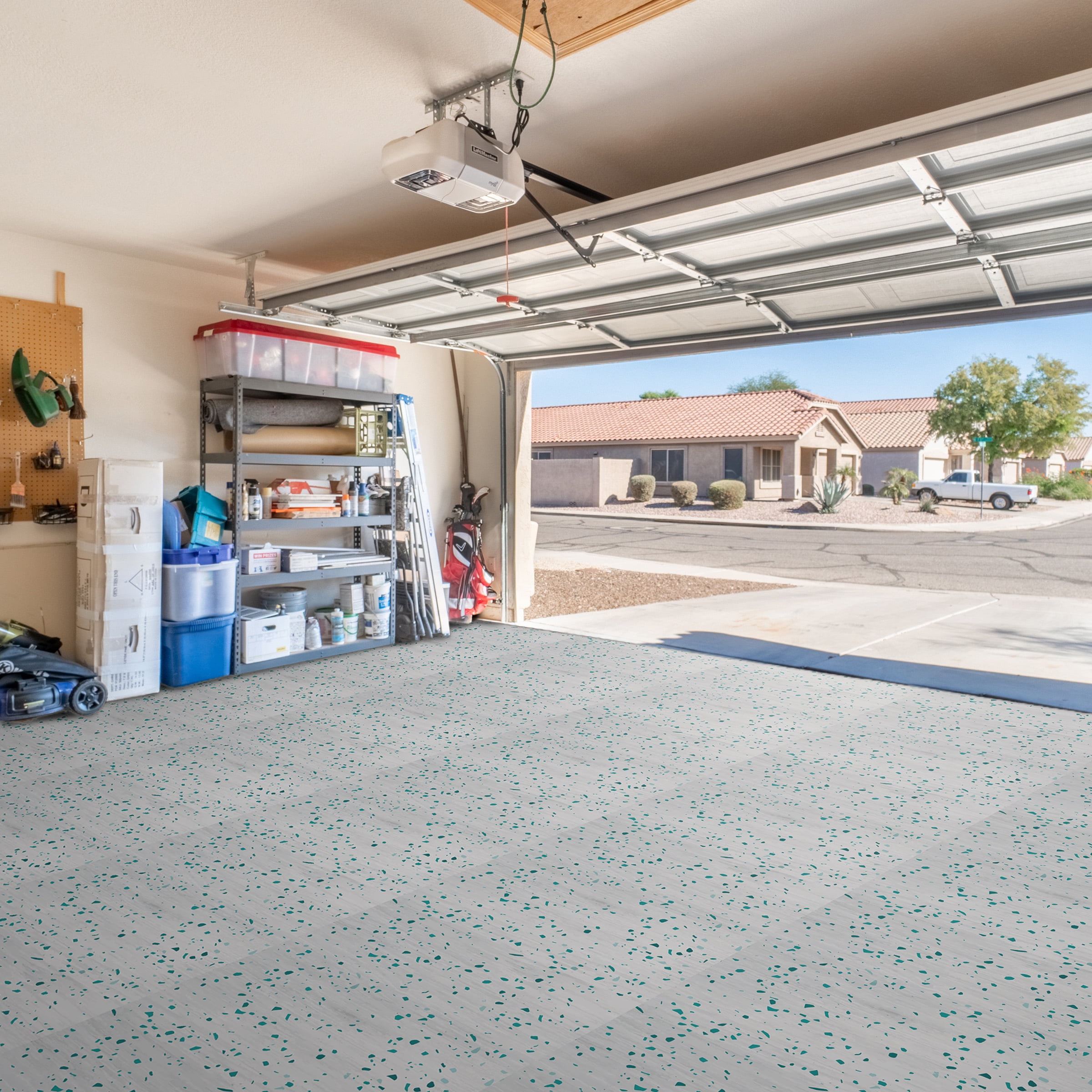 Sorbus Waterproof Wood Grain Foam Floor Tiles, 36 Tiles, 144 Sq Ft, Interlocking, Terrazzo