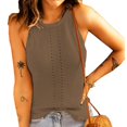 thumbnail image 1 of Camiseta sin mangas de punto para mujer, cuello redondo, Color puro, camisas sin mangas informales de verano para uso diario, 1 of 6