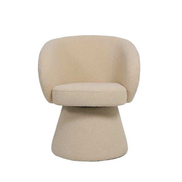 Ilios Innova | Silla Capri Giratoria 360° de Acento, Sillón Moderno Tapizado con Textura tipo Bouclé, Diseño Orgánico para Comedor, Sala o Recámara, Estructura de Madera Robusta, Color Beige