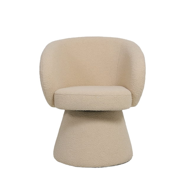 Ilios Innova | Silla Capri Giratoria 360° de Acento, Sillón Moderno Tapizado con Textura tipo Bouclé, Diseño Orgánico para Comedor, Sala o Recámara, Estructura de Madera Robusta, Color Beige