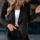 thumbnail image 5 of Abrigo Chaquetas de gamuza artificial con cuello vuelto, traje diario con bolsillos para mujer de color sólido Cgtredaw Negro T M para Mujer, 5 of 6