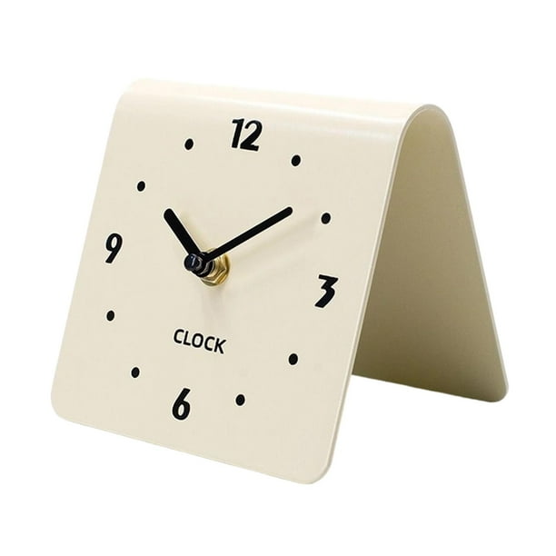 Reloj de mesa, reloj de escritorio, arte moderno, sencillo, silencioso, adorno de escritorio para encimera Beige