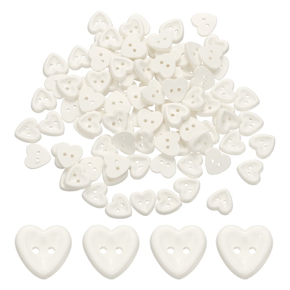 Uxcell 100Pcs Resin Buttons, 1/2" (12mm) 2 Holes Solid Color Sewing Craft Shirt Buttons for Sewing Blouse Coat Windbreaker Hat Doll Decoration DIY Crafts (Heart, Beige)