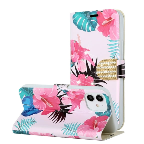 For Nokia G10 Nokia G20 Diamond Bling Vegan Leather Wallet Design Cover Case - Floral A