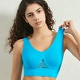 thumbnail image 5 of Bras Middle Age Front Closure All-Day Ease Bra With Wireless No Padding Plus Size Womens Bra Sky Blue XXXXL, 5 of 5