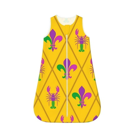 

Haiem Mardi Gras Crayfish and Fleur de lis Printed Baby Sleep Sack 0-6 Months Muslin Baby Sleeping Bag Zipper Toddler Wearable Blankets Comfy Stretchy Thin Sleep Sacks-Small