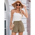 thumbnail image 2 of Chiclily Womens Summer Casual Shorts Lounge Beach Shorts Elastic High Waisted Drawstring Shorts with Pockets, Wheat Size XL, 2 of 7