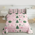 thumbnail image 3 of Feelyou Christmas Tree Kids Bedding Comforter Set, Funny Xmas Snowman Twin Comforter Sets, Pink Snowflake Print Reversible Bedding Set, Breathable Home Decor, 2 Pieces, 3 of 9