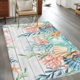 thumbnail image 2 of 3'x5' Rug for Living Room Bedroom, Summer Coastal Washable Area Rugs Non-Slip Carpet Mats, Nautical Sea Coral Shell Starfish Wood Gray Indoor Low Pile Area Rug Runner for Kitchen, Mudroom, 2 of 8